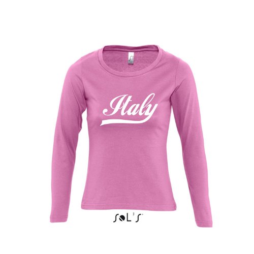 Italien Oldschool Italy LÄNDERSHIRT EM / WM FAN Trikot – Damen Langarm Longsleeve T-Shirt S-XL , Orchid pink – weiß , S