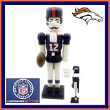 DENVER BRONCOS WOOD NFL Football 12" Christmas Nutcracker and 5 inch Ornament Set