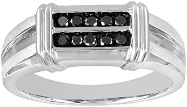 10k White Gold 1/4ct Black Diamond Men's Ring