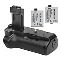 Opteka Battery Pack Grip / Vertical Shutter Release for Canon EOS Digital 450D, 500D, & 1000D with 2 Opteka 1800mAh LP-E5 Batteries (3600 mAh Total)