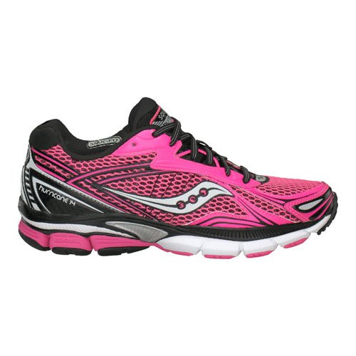 Saucony Women's Powergrid Hurricane 14 Running Shoe,Pink/Black,10 M US