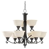 Sea Gull Lighting 31192-07 Serenity Chandelier, Weathered Iron Finish, Nine-Light