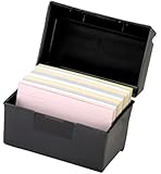 Oxford 01351 Plastic Index Card Flip Top File Box Holds 300 3 x 5 Cards, Matte Black (1 EA)