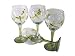 ArtisanStreet's Dragonfly Design Hand Painted Wine Glasses. Set Of Four Goblets. Feature Green Dragonflies. One Of A Kind & Signed By Artisan.