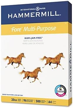 Hammermill - Fore Multipurpose Paper, 20lb, 96 Bright, (A4) 8-3/8 x 11-3/4" - Ream (Case Pack of 2)