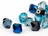 Glasperlen zum Auffädeln von Swarovski Doppelkegel 4mm (Jeans Mix), 96 Stück