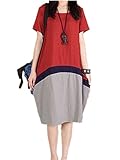 【TPGROWIN】 マタニティ ウェア 授乳服 ワンピース バイカラー チュニック エレガント 外出着 妊婦服 出産 準備 産前 産後 全3色 (XL, レッド)