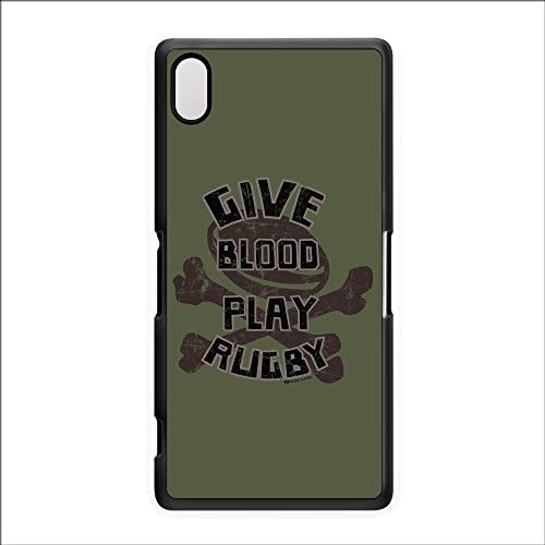 Sporty - Give Blood Play Rugby 20145 Black Hard Plastic Case Snap-On Protective Back Cover for Sony® Xperia Z2 by Sporty Slang + FREE Crystal Clear Screen Protector