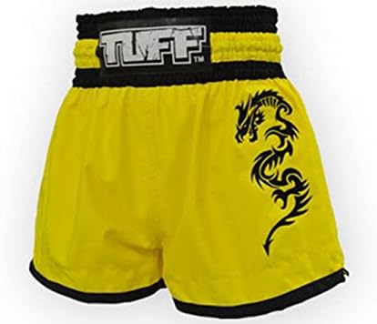 Tuff Muaythai Fight Boxing Yellow Shorts Dragon Embrodery 174 Free Express Ship