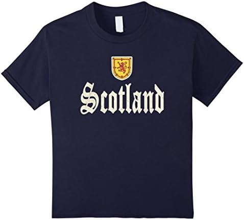 Kids SCOTLAND T-shirt VINTAGE Scottish Coat of Arms Scots Flag 4 Navy