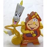 Disney Princess- Beauty and the Beast, very rare Lumiere and Cogsworth Petite Figure Dolls Toy Cake Topper FigureIMAGE