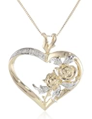 10k Yellow Gold Diamond-Accented Heart Pendant Necklace (0.02 cttw, I-J Color, I3 Clarity), 18"