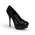 Sequin Platform High Heel Stiletto Pump Black