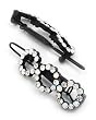 2 Black Tone Aurora Borealis Rhinestone Circle Snap Hair Barette Clips