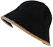 Womens Warm Winter Bucket Bell Hat (Black / Tan Stripe)