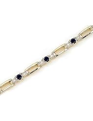 14kt Yellow Gold Round Blue Sapphire and Diamond Bracelet