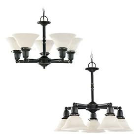 Sea Gull Lighting 31061-782 Sussex Five-Light Chandelier, Heirloom Bronze Finish with Satin Etched Glass