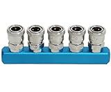 iimono117　直5連エアーカプラーソケット / エアーコンプレッサー用 5連クイック カプラー カプラーソケット ホース ウレタンホース用 ウレタンホース ツール 工具 整備 用品 コンプレッサ