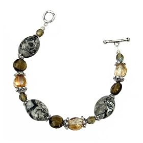 Bracelet - B83 - Handmade Genuine Grey Crazy Lace Agate Gemstone and... by SERENITY CRYSTALS