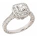 14k White Gold Princess Cut Diamond Engagement Ring Vintage Design (1 1/4 carats, SI1 Clarity, H Color)