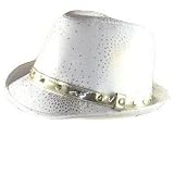 LINEN COTTON STINGY DANCE FEDORA HAT GOLD OFF WHITE SMALL MEDIUM