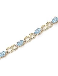 10kt Yellow Gold Oval Aquamarine and Diamond Bracelet