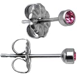 Titanium 3mm Pink Crystal Stud Earrings