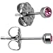 Titanium 3mm Pink Crystal Stud Earrings