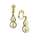 Gold Tone Simulated Pearl Drop Clip On Earrings