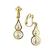 Gold Tone Simulated Pearl Drop Clip On Earrings