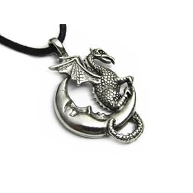 Midnight Dragon Pewter Pendant On Corded Necklace, The Celestial Collection