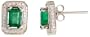 14k White Gold Stud Stone Earrings, w/ 0.34 Carat Brilliant Cut Diamonds & 1.20 Carats 7x4mm Emerald Cut Emerald Stone, 7/16" (11mm) tall