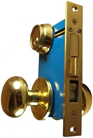 Maxtech Heavy Duty ORNAMENTAL Iron Gate Double Cylinder Mortise Lockset 2-1/2" Backset 1"X 7-1/8" Faceplate Polish Brass (Left Hand )