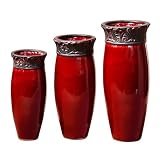 Aldonza Round Vase Set of 3 - Red/ Rusty Cocoa