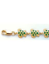 Gold Enamel Bracelet Bracelet Sea Turtle Bracelet W Green Enamel Shell Texture