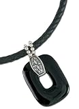 Onyx Pendant on Black Leather