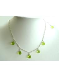 Gemshine Childrens Peridot Teardrop Necklace In Sterling Silver