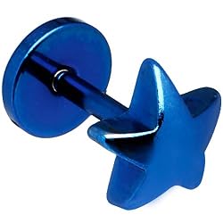 16 Gauge Blue Star Titanium Labret Monroe Tragus