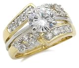 CZ Engagement Ring With Wedding Ring Guard