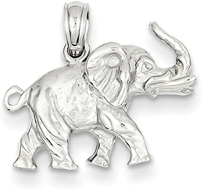 14k White Gold 3-D Elephant Profile w/ Tusk Pendant. Metal Wt- 2.7g