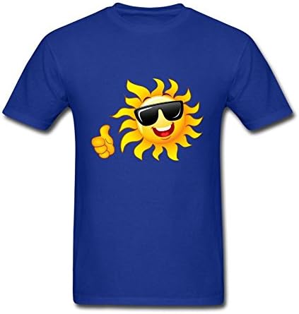 XLLISG Men's Best Sun With Sunglasses O Neck Tee Royal Blue