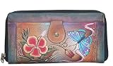 Anuschka Ladies Clutch Wallet-Premium Hibiscus Antique - Premium Hibiscus Antique