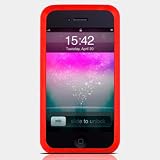 iPhone 4th Gen Skin Case for iPhone 4 compatible with iPhone 4G 16GB / 32GB + Screen Protector and MiniSuit LCD Cleaner keychain – MiVizu Red Skin