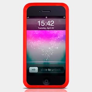 iPhone 4th Gen Skin Case for iPhone 4 compatible with iPhone 4G 16GB / 32GB + Screen Protector and MiniSuit LCD Cleaner keychain - MiVizu Red Skin