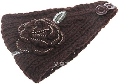 Sunko Winter Hats Womens Loose Knit Headband W/Knit Flower and Jewel