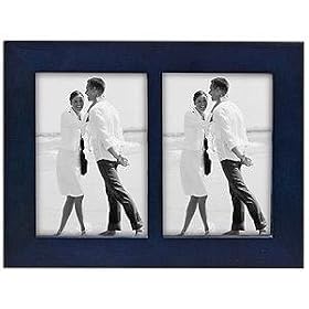 LINEAR blue square corner double frame by Malden - 2x3