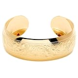 14k Gold Filled Etched Flower Design Bracelet