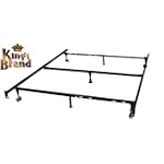 Heavy Duty 7-Leg Adjustable Metal Queen, Full, Full XL, Twin, Twin XL, Bed Frame With Center Support, Rug Rollers & Locking Wheels