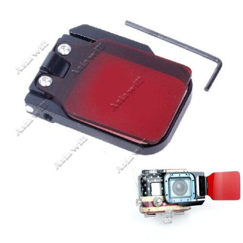 Asiawill® Professional High Precision Aluminum Alloy Light Motion Night Under Sea Filter for GoPro Hero 3 (Red)