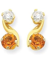 MadiK® 14K Yellow Gold Synthetic Citrine November Birthstone Earring